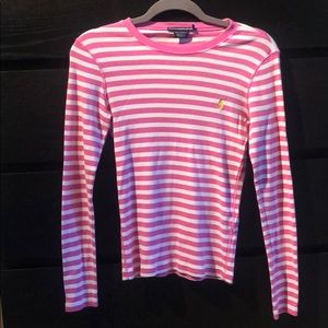 Pink and White Ralph Lauren Sport Long Sleeve